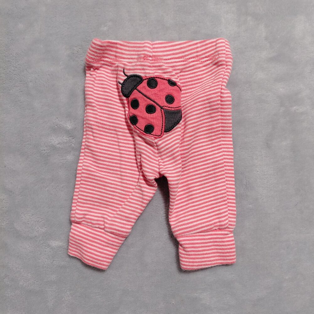 Carter's Preemie NB 100% Cotton Striped Red White Ladybug Leggings